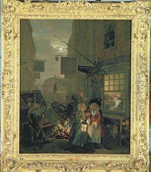 The Times of the Day Night Oil Painting by William Hogarth