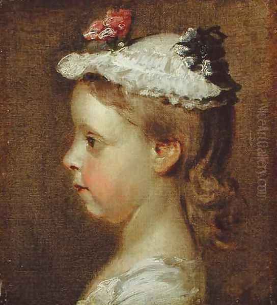 Study of a Girls Head Oil Painting by William Hogarth