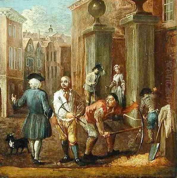 Sign for a Paviour Oil Painting by William Hogarth