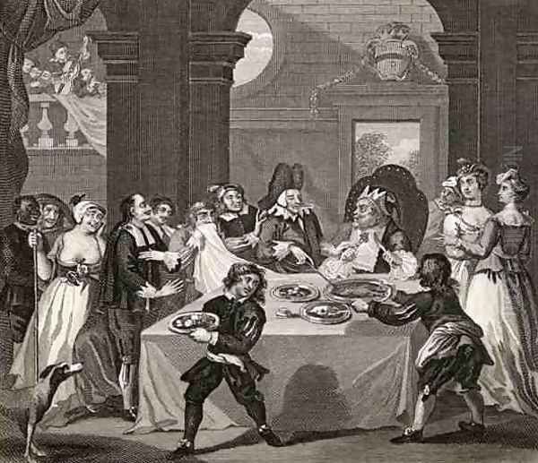 Sancho at the Feast Starved by his Physician from The Works of Hogarth Oil Painting by William Hogarth