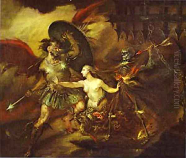 Satan Sin And Death 1735-1740 Oil Painting by William Hogarth