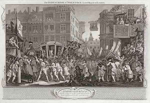 The Industrious Prentice Lord Mayor of London plate XII of Industry and Idleness Oil Painting by William Hogarth