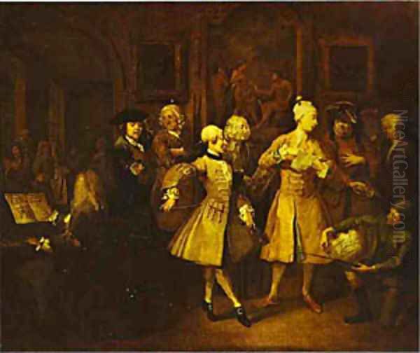 Surrounded By Artists And Professors (A Rakes Progress) 1732 Oil Painting by William Hogarth