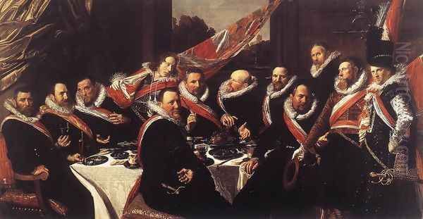 Banquet of the Officers of the St George Civic Guard 1616 Oil Painting by Frans Hals