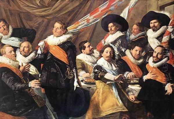 Banquet of the Officers of the St George Civic Guard Company (1) c. 1627 Oil Painting by Frans Hals