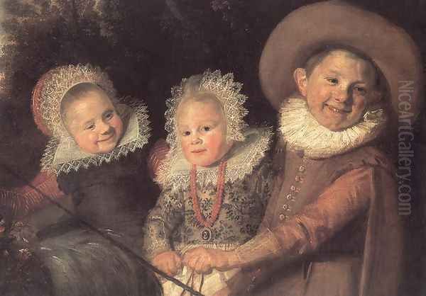 Three Children with a Goat Cart (detail) c. 1620 Oil Painting by Frans Hals