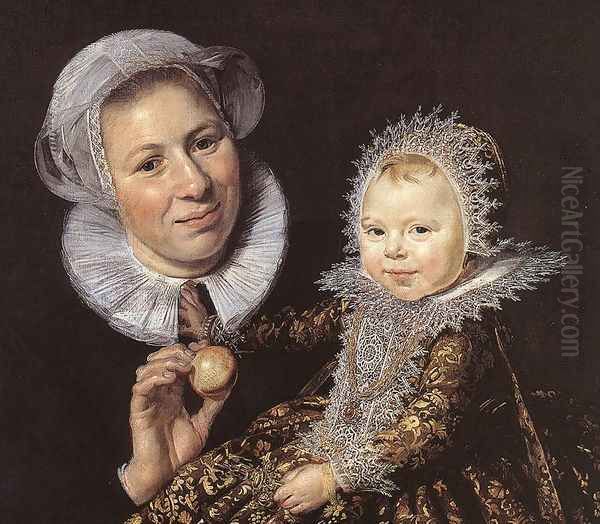 Catharina Hooft with her Nurse (detail 1) 1619-20 Oil Painting by Frans Hals