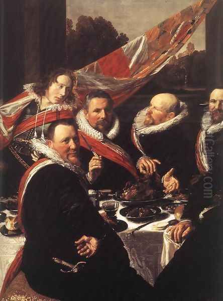 Banquet of the Officers of the St George Civic Guard (detail) 1616 Oil Painting by Frans Hals