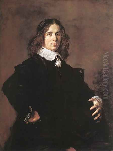 Portrait of a Seated Man Holding a Hat 1648-50 Oil Painting by Frans Hals