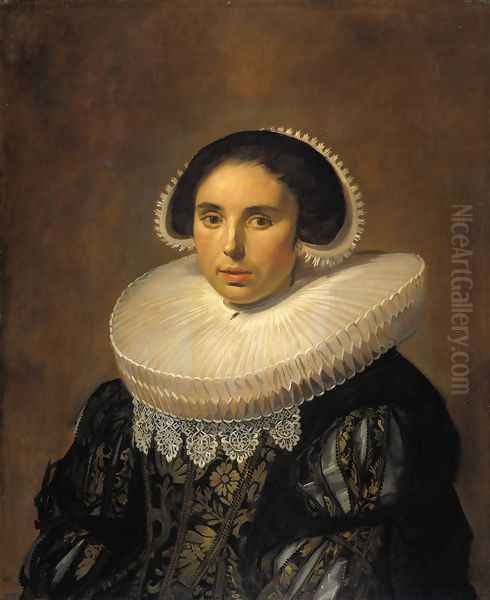 Portrait of a woman, possibly Sara Wolphaerts van Diemen Oil Painting by Frans Hals