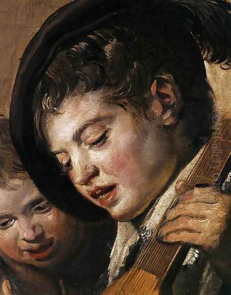 Two Boys Singing (detail) c. 1625 Oil Painting by Frans Hals