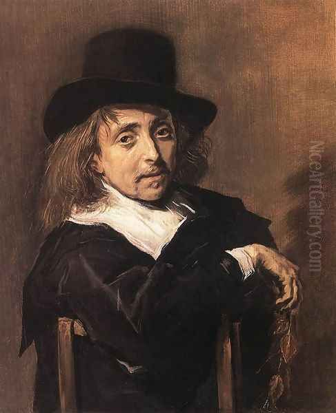 Seated Man Holding a Branch c. 1645 Oil Painting by Frans Hals