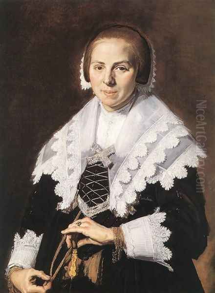 Portrait of a Woman Holding a Fan c. 1640 Oil Painting by Frans Hals