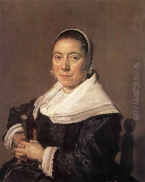 Portrait of a Seated Woman (presumedly Maria Vernatti) 1648-50 Oil Painting by Frans Hals