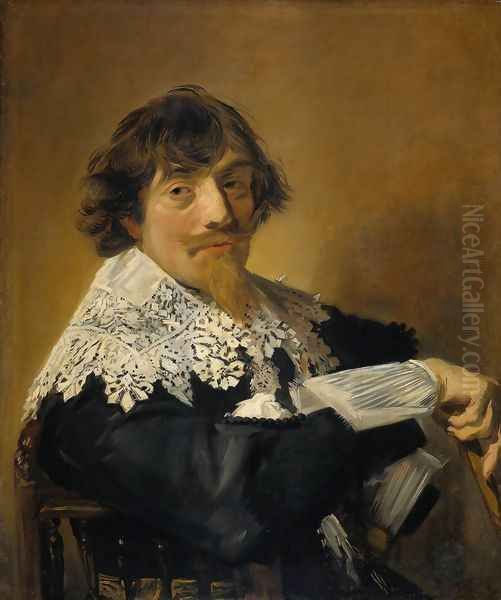 Portrait of a man, possibly Nicolaes Hasselaer Oil Painting by Frans Hals