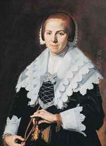 Portrait of a Woman with a Fan Oil Painting by Frans Hals