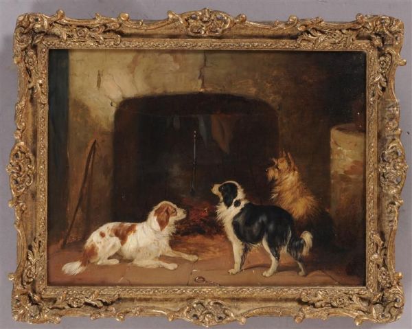 Two Setters And A Terrier Oil Painting by George Armfield