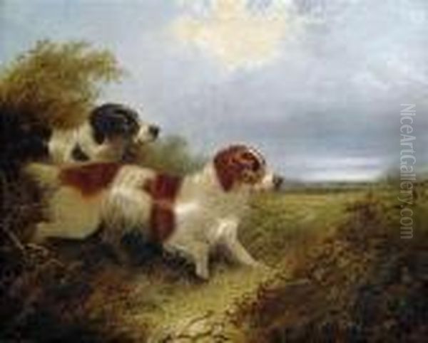 Two Terriers Hunting Oil Painting by George Armfield