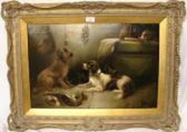 Dogs In The Larder Oil Painting by George Armfield