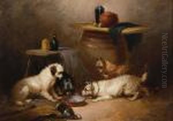 Four Terriers Oil Painting by George Armfield