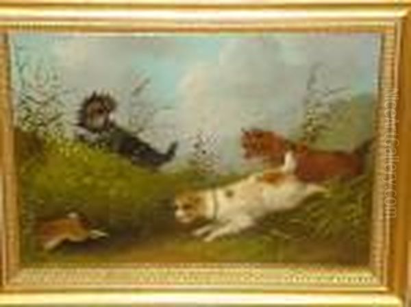 Terriers Rabbiting Oil Painting by George Armfield