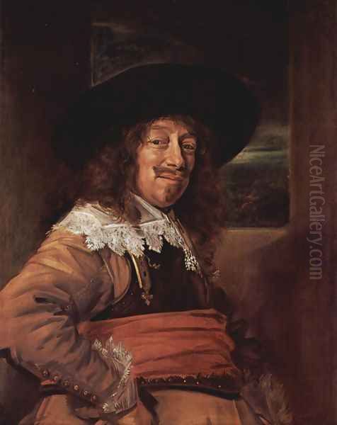 Portrait of a man in Brustharnisch Oil Painting by Frans Hals