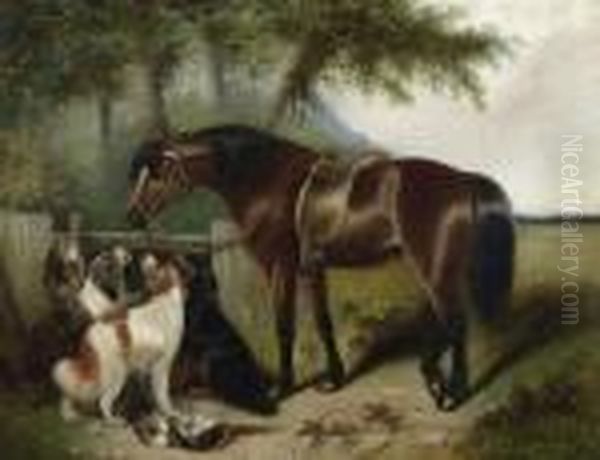 Pferd Und Hunde. Oil Painting by George Armfield