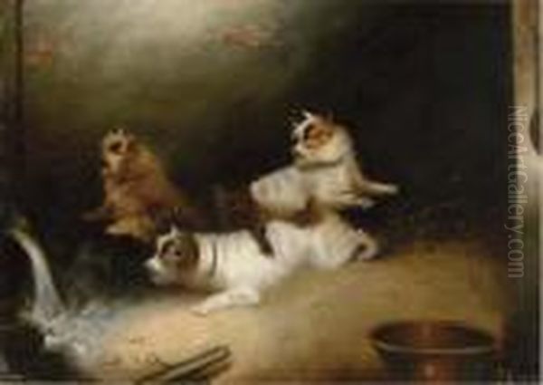 Terriers Ratting Oil Painting by George Armfield