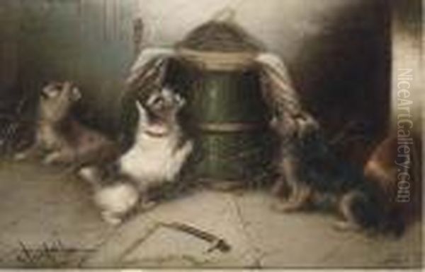 The Rat Trap; And The Hot Pot Oil Painting by George Armfield