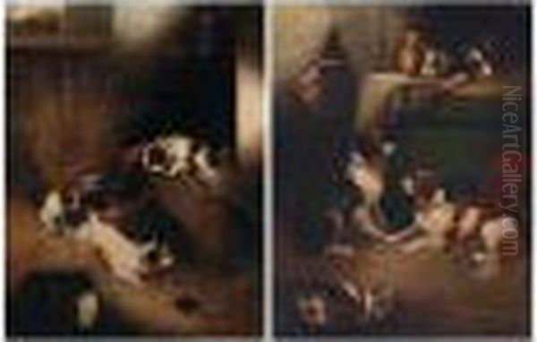 Terriers Ratting; After The Shoot Oil Painting by George Armfield