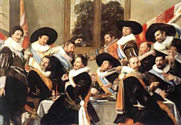 Banquet Of The Officers Of The St George Civic Guard Oil Painting by Frans Hals