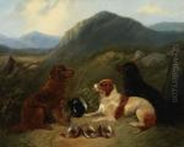 Guarding The Bag; Guarding The Dinner Oil Painting by George Armfield