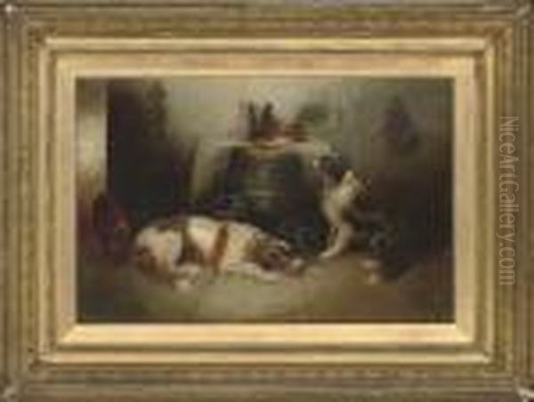 Dogs In The Larder Oil Painting by George Armfield