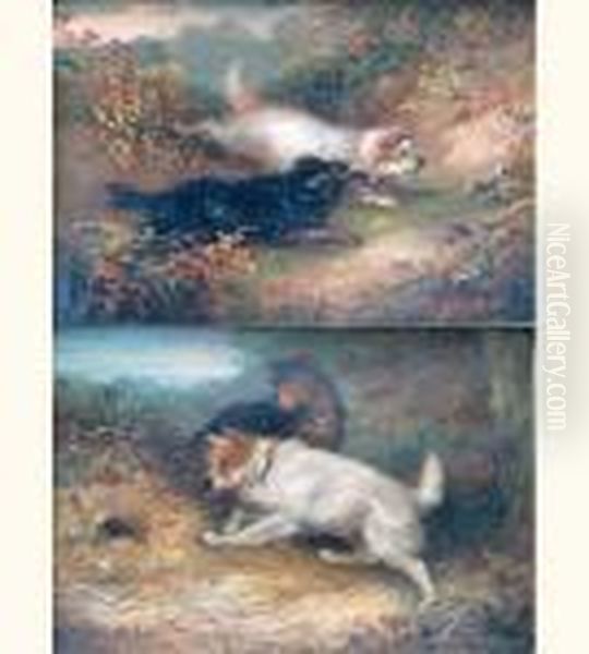 Poursuite Du Lievre Et Devant Le Terrier Oil Painting by George Armfield