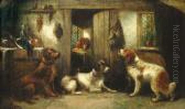 Perros Esperando El Amo
 Oleo Sobre Tela Reentelado Oil Painting by George Armfield