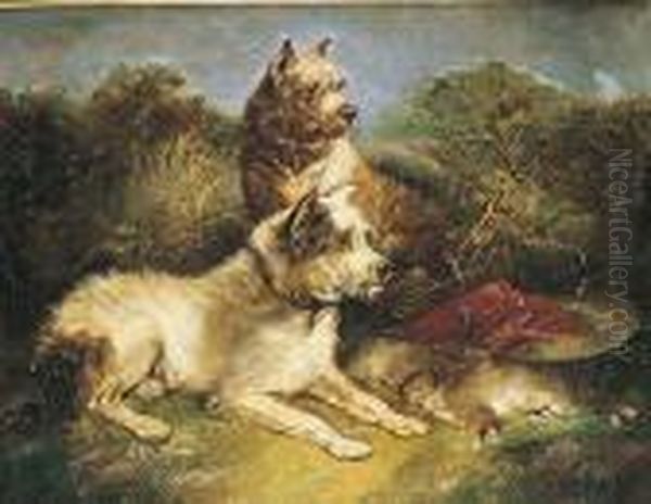 Dos Terriers En Un Paisaje Oil Painting by George Armfield