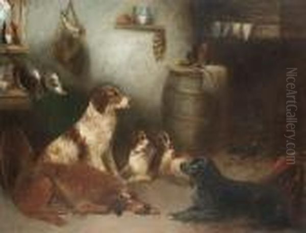 The Game Keeper's Kitchen Oil Painting by George Armfield