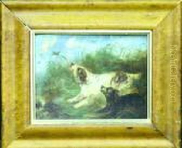 Spaniels Flushing Duck Oil Painting by George Armfield