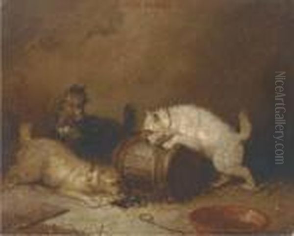 Terriers Ratting Oil Painting by George Armfield