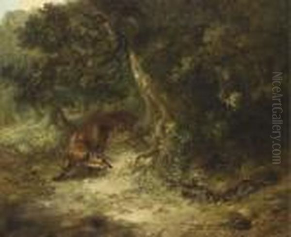 Rabbit Hunting Oil Painting by George Armfield