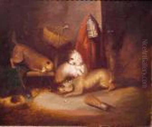 Terriers Ratting Oil Painting by George Armfield