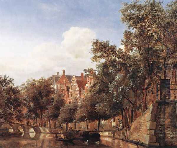 View of the Herengracht, Amsterdam c. 1670 Oil Painting by Jan Van Der Heyden