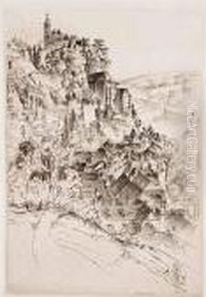 Angouleme; Rocamadour; A Tower 
Of Saint Front; Aspiration, La Madeleine, Verneuil-sur-avre Oil Painting by John Taylor Arms