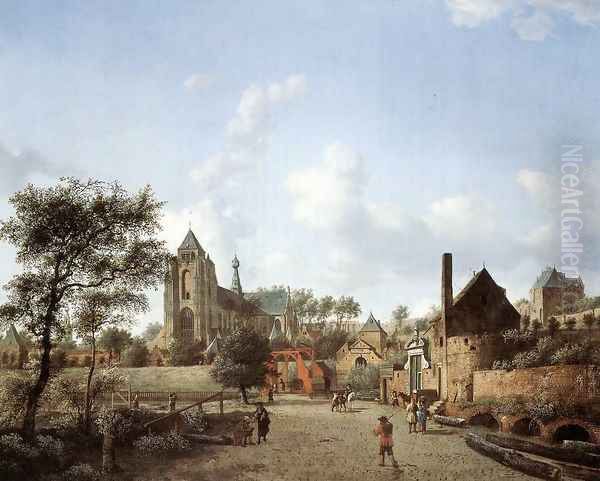 Approach to the Town of Veere c. 1665 Oil Painting by Jan Van Der Heyden