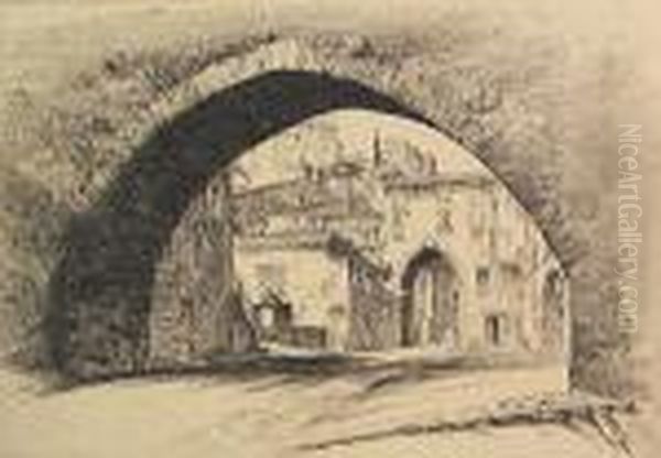 Arch Of The Conca, Perugia Oil Painting by John Taylor Arms