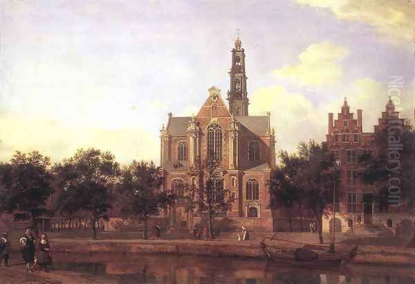 View of the Westerkerk, Amsterdam 1670s Oil Painting by Jan Van Der Heyden