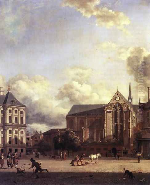 Dam Square, Amsterdam Oil Painting by Jan Van Der Heyden