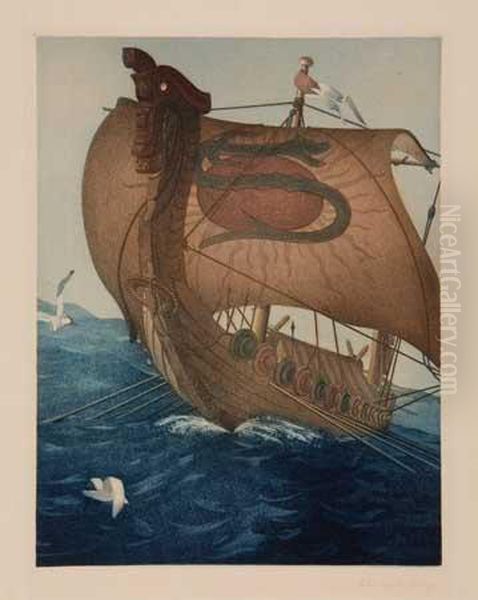 The Dragon Ship Oil Painting by John Taylor Arms