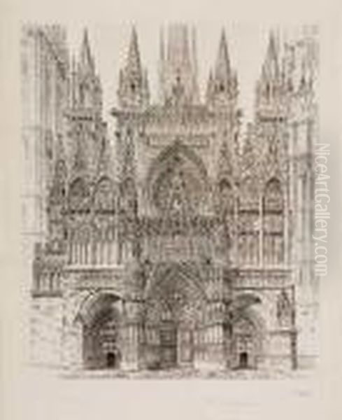 Lace In Stone, Rouen Cathedral Oil Painting by John Taylor Arms