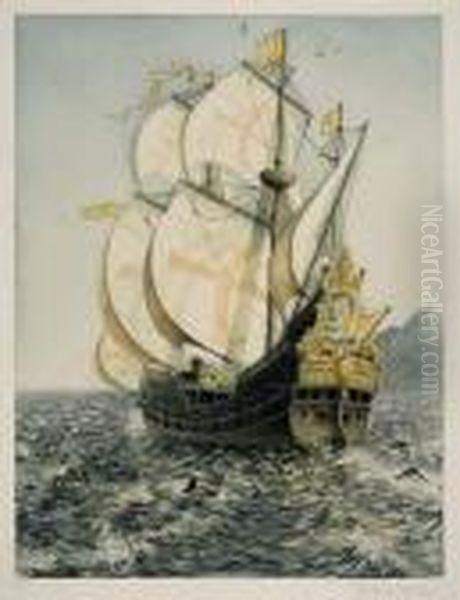 The Golden Galleon Oil Painting by John Taylor Arms